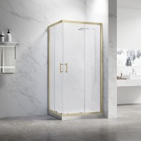 Душевой уголок Veconi Rovigo RV-27G 100х80 см, профиль брашированное золото, стекло прозрачное