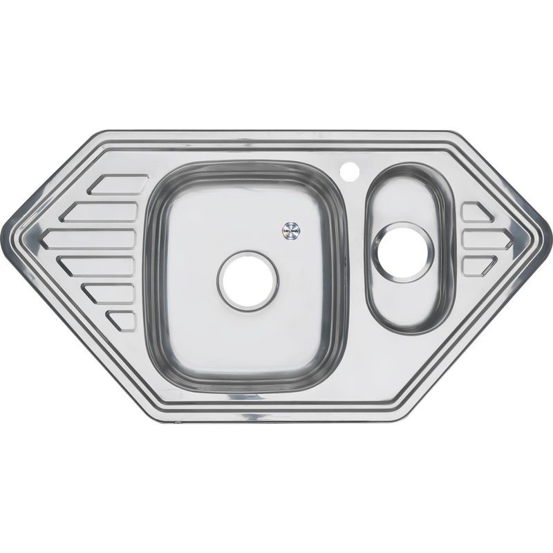 Мойка кухонная Melana 9550C 0,8/180 с дополнительной чашей, серебристая