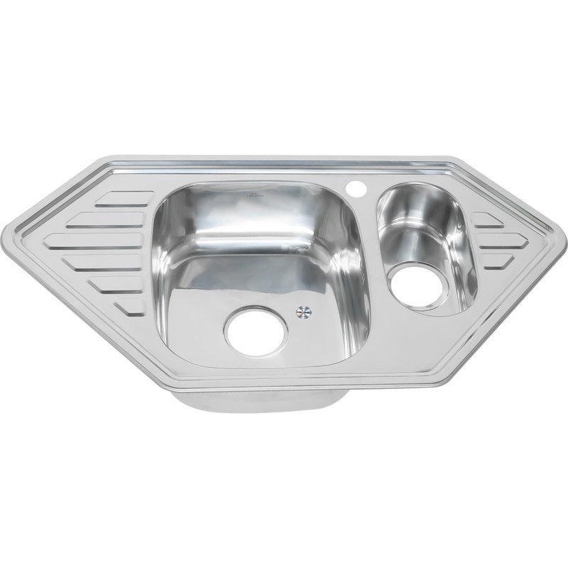 Мойка кухонная Melana 9550C 0,8/180 с дополнительной чашей, серебристая