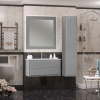 Зеркало Opadiris Луиджи 100 с подсветкой и функцией антизапотевания, серое матовое