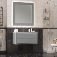 Зеркало Opadiris Луиджи 100 с подсветкой и функцией антизапотевания, серое матовое