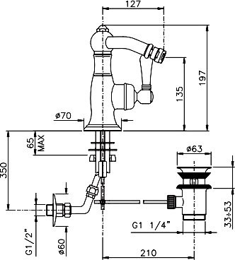 Смеситель для биде Nicolazzi Cinquanta 3453CR76C с д/к хром