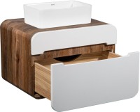 Тумба с раковиной Runo Ницца 60 темное дерево, белая, раковина Duo 40