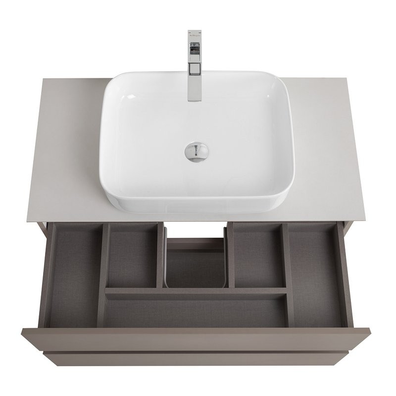 Тумба под раковину со столешницей BelBagno Kraft 80 подвесная, матовая бежевая, столешница kep-80-bo