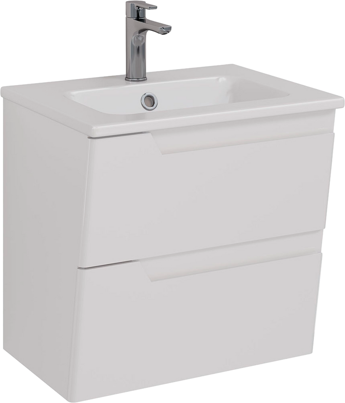 Тумба с раковиной Lemark Miano 60 белая глянцевая, раковина Эйфория