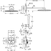 Душевой комплект Grohe Grohtherm SmartControl 34705000 С ВНУТРЕННЕЙ ЧАСТЬЮ, с термостатом