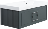 Тумба с раковиной La Fenice Cubo 90 R подвесная, grigio, ручка хром, раковина Cubo 90 R
