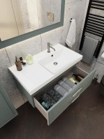 Тумба с раковиной La Fenice Cubo 90 R подвесная, grigio, ручка хром, раковина Cubo 90 R