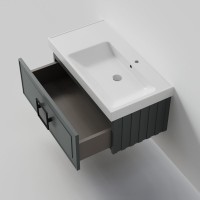 Тумба с раковиной La Fenice Cubo 90 R подвесная, grigio, ручка хром, раковина Cubo 90 R