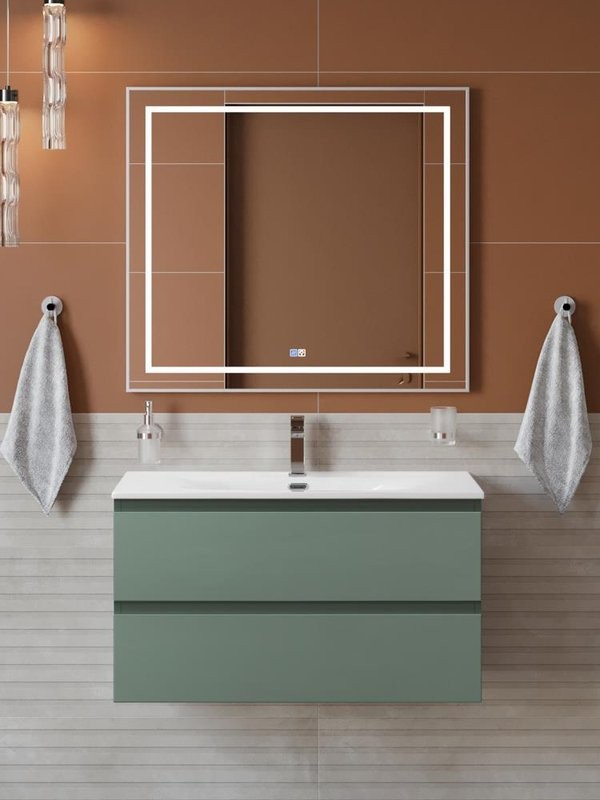 Мебель для ванной комнаты BelBagno Kraft 90 подвесная, матовая еловая, раковина bb-8099-90