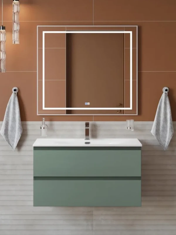Мебель для ванной комнаты BelBagno Kraft 90 подвесная, матовая еловая, раковина bb-8099-90