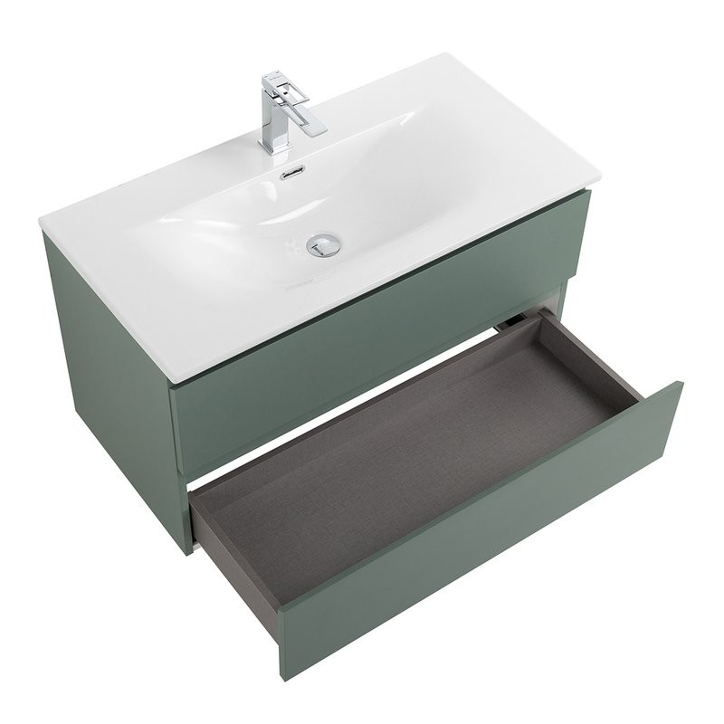 Мебель для ванной комнаты BelBagno Kraft 90 подвесная, матовая еловая, раковина bb-8099-90