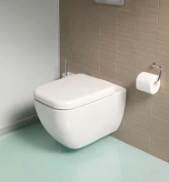 Комплект  Чаша для унитаза подвесного VitrA Shift 7742B003-0075 белая глянцевая + Крышка-сиденье VitrA Shift 91-003-009 с микролифтом, петли хром + Си