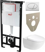 Комплект  Унитаз подвесной Duravit Architec 45720900A1 + Шумоизоляционная панель для инсталляции AlcaPlast M91 + Кнопка смыва AlcaPlast ALCA M70 белая