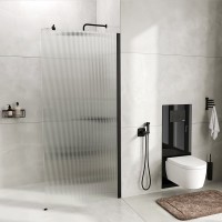 Душевая перегородка Wasserkraft Rur 30W 110 см, профиль матовый черный, стекло рифленое