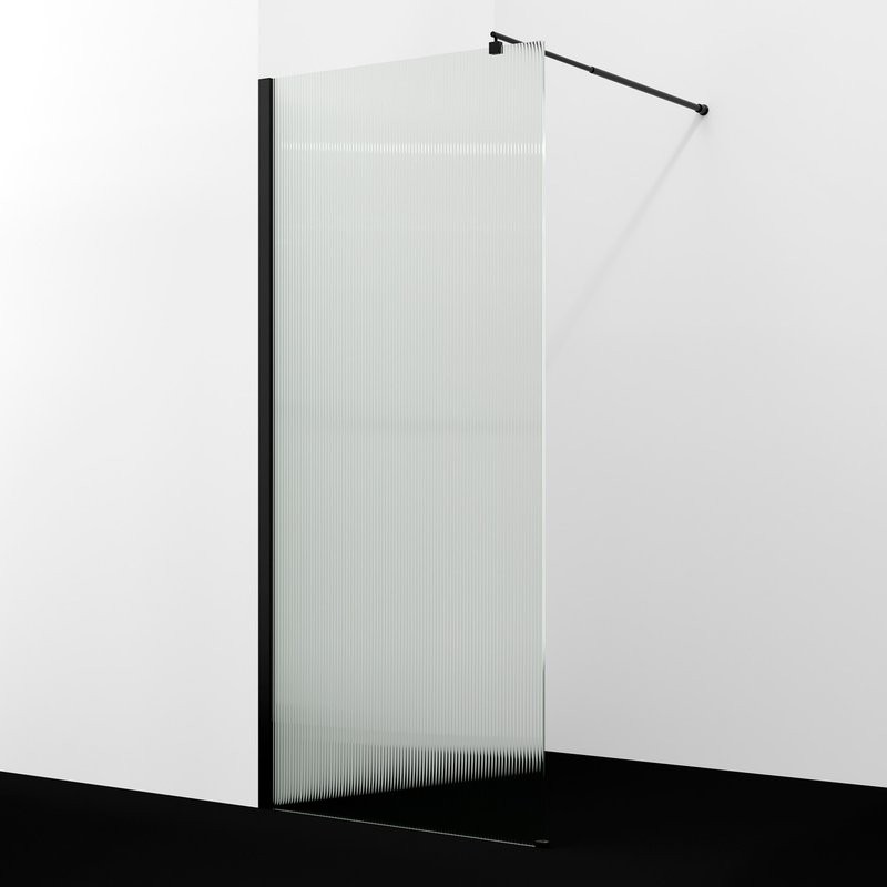 Душевая перегородка Wasserkraft Rur 30W 110 см, профиль матовый черный, стекло рифленое