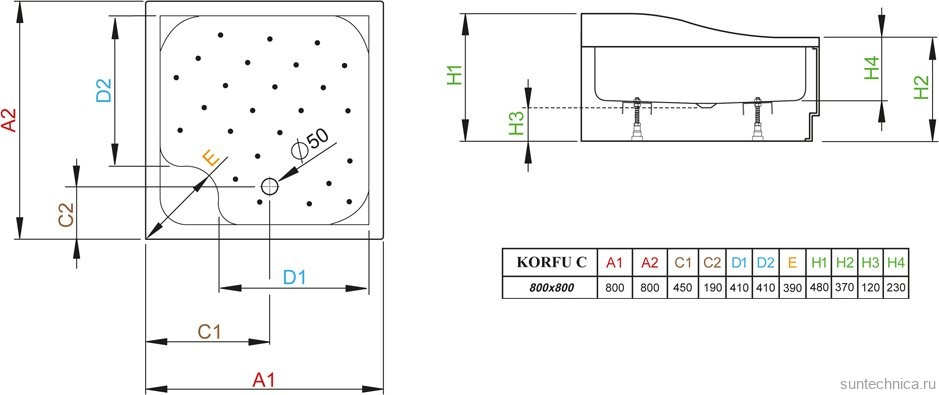 Поддон для душа Radaway Korfu С800