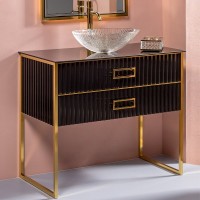Мебель для ванной комнаты Armadi Art Monaco 100 с черной столешницей черная, золото