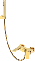 Смеситель для ванны с душем Boheme Qubic 473-G shinny gold Смеситель для ванны с душем Boheme Qubic 473-G shinny gold