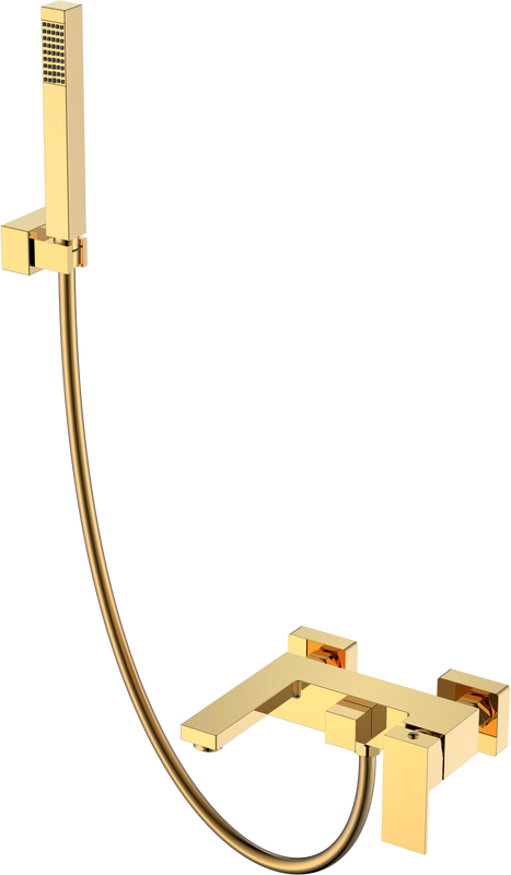 Смеситель для ванны с душем Boheme Qubic 473-G shinny gold