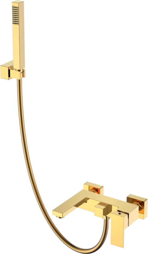 Смеситель для ванны с душем Boheme Qubic 473-G shinny gold