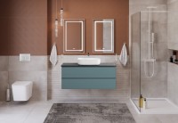 Тумба под раковину со столешницей BelBagno Kraft 120 подвесная, матовая голубая, столешница kep-120-mno