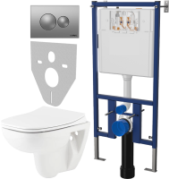Комплект Унитаз подвесной Seramiksan Petite + Крышка AG50006 с микролифтом + Инсталляция DIWO + Кнопка 7311 хром матовый