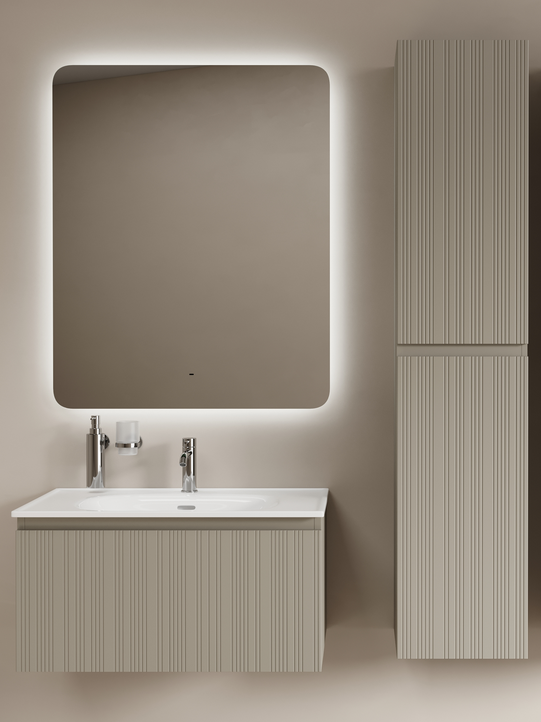 Мебель для ванной комнаты Sancos Code 80 подвесная, серая платина