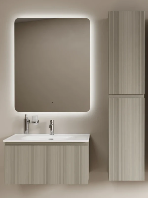 Мебель для ванной комнаты Sancos Code 80 подвесная, серая платина
