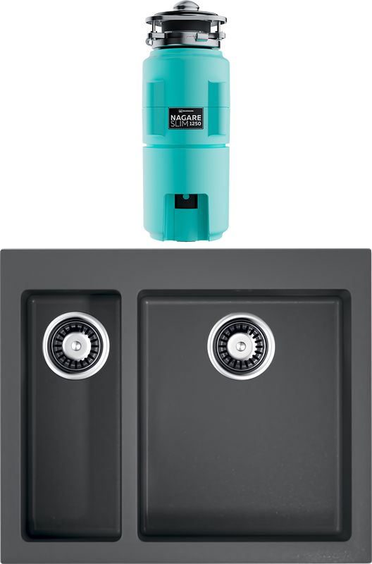 Комплект Мойка Omoikiri Bosen 59-2-PL платина + Измельчитель Nagare slim 1250-AZ azur blue