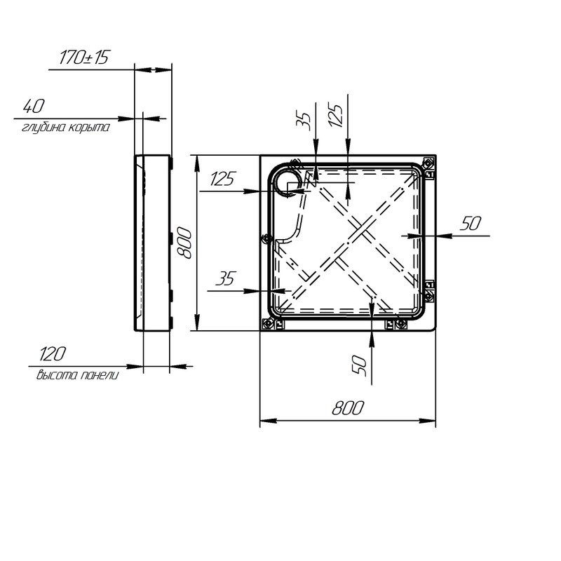 Поддон для душа Radomir Берген SQ 80х80 см, слив хром