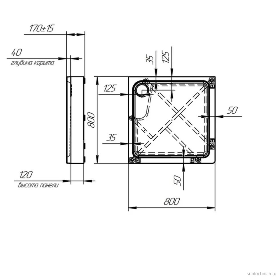 Поддон для душа Radomir Берген SQ 80х80 см, слив хром
