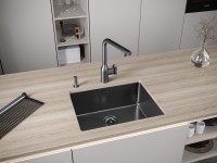 Комплект Мойка Paulmark Next PM215444-GM вороненая сталь + Измельчитель Intenso