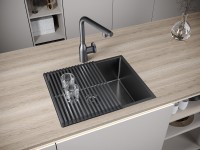 Комплект Мойка Paulmark Next PM215444-GM вороненая сталь + Измельчитель Intenso