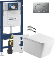 Комплект Унитаз подвесной Vincea Q-Line VT1-12 белый + Крепления Geberit Duofix 111.815.00.1 к стене + Звукоизоляция + Инсталляция UP 320 111.300.00.5 + Кнопка Sigma 01 115.770.JQ.5 лакированная, матовый хром