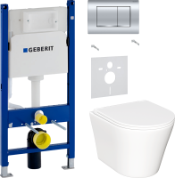 Комплект Унитаз подвесной Ceramicanova Forma CN3011 с микролифтом + Звукоизоляция Geberit + Инсталляция Duofix Delta 458.163.21.1 с кнопкой смыва, хром