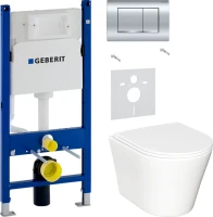 Комплект Унитаз подвесной Ceramicanova Forma CN3011 с микролифтом + Звукоизоляция Geberit + Инсталляция Duofix Delta 458.163.21.1 с кнопкой смыва, хром
