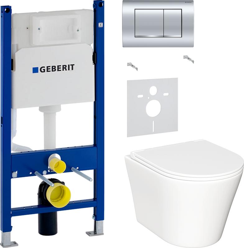 Комплект Унитаз подвесной Ceramicanova Forma CN3011 с микролифтом + Звукоизоляция Geberit + Инсталляция Duofix Delta 458.163.21.1 с кнопкой смыва, хром
