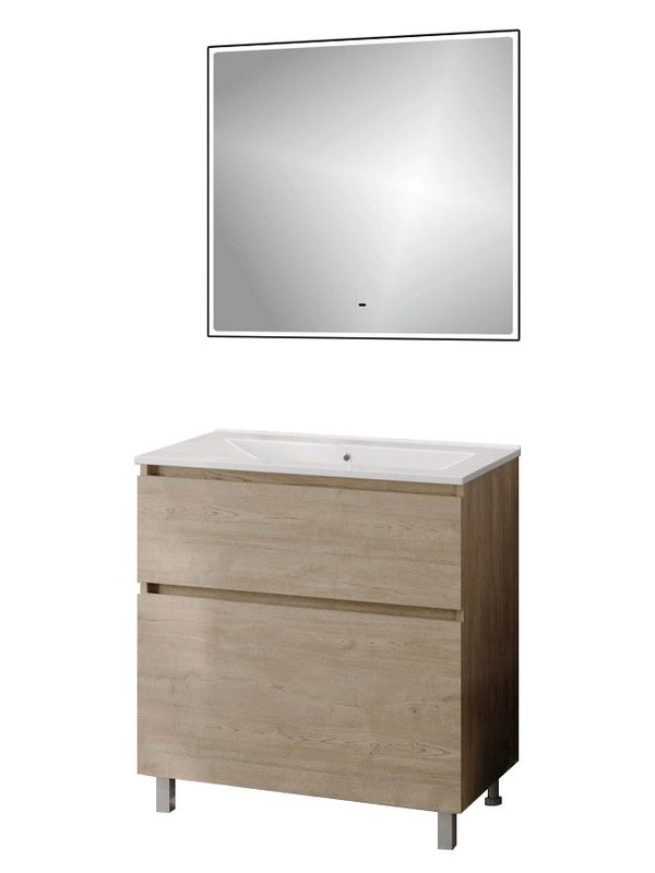 Мебель для ванной комнаты Teymi Laina 80 напольная, светлый дуб