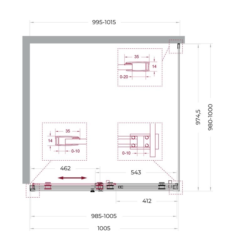 Душевой уголок BelBagno Soft Close-2 A-1-100-C-Cr профиль хром