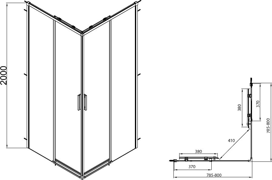 Душевой уголок Vincea Soft 2 VSS-3SO2800CL 80x80, профиль хром, стекло прозрачное