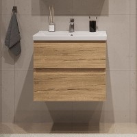 Тумба с раковиной SanStar Lavanti 50 подвесная, дуб вотан, раковина Como