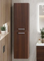 Шкаф-пенал для ванной BelBagno Due 40 подвесной, ручки белые, noce