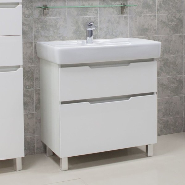 Тумба с раковиной AQUATON Дакота 80 белый/выбеленное дерево