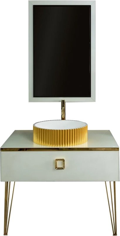 Тумба с раковиной Armadi Art Lucido 100 жемчужная белая, раковина 878-G