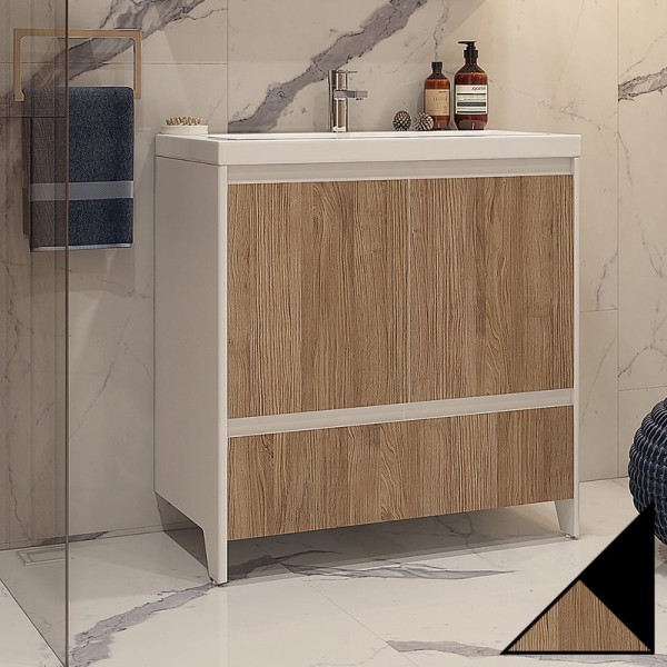 Тумба под раковину Velvex Klaufs 80.2D.1Y черная, шатанэ, напольная