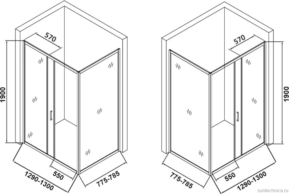 Душевой уголок Orange E23 13080TCR стекло прозрачное, профиль хром