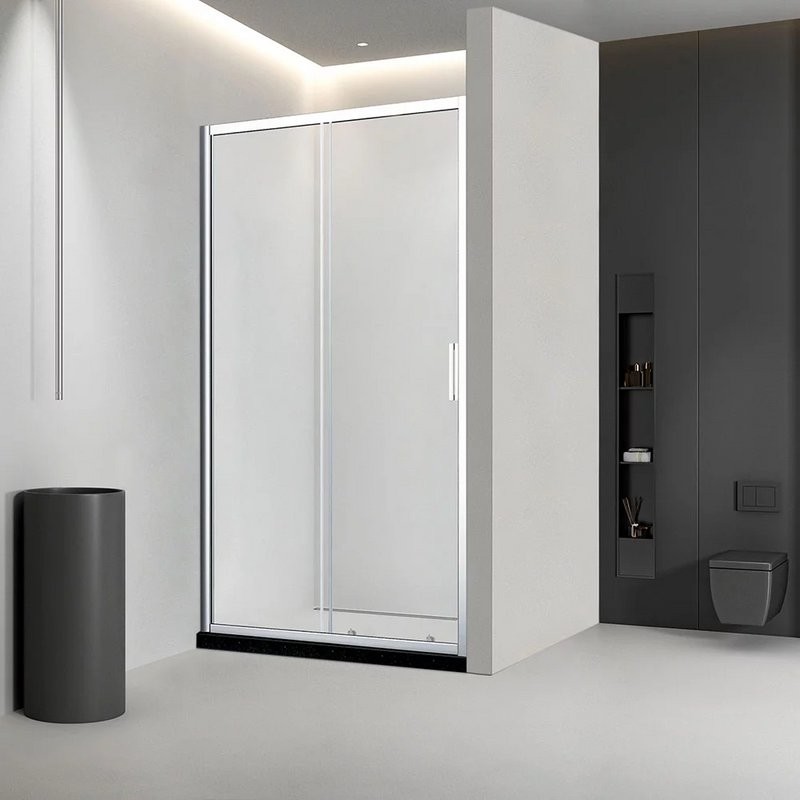 Душевая дверь в нишу Veconi Vianno VN-46 110x195, профиль матовый хром, стекло прозрачное