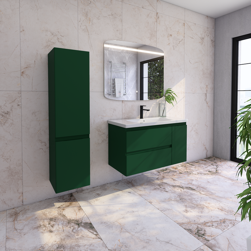 Тумба с раковиной Caprigo Forte 100 R подвесная, бутылочное стекло