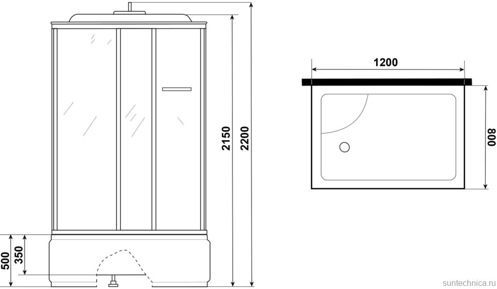 Душевая кабина Niagara Ultra NG-307-01L 120х80, с высоким поддоном